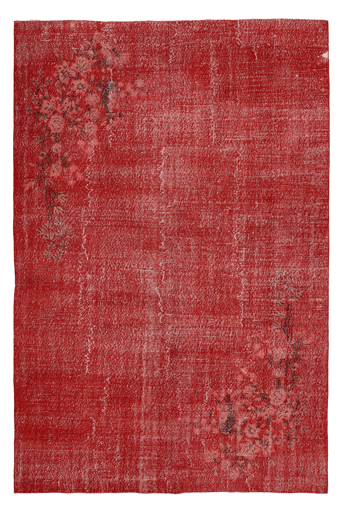 Vintage Isparta Turkish Area Rug 6x9 ft — Red Overdyed (No. 40892)