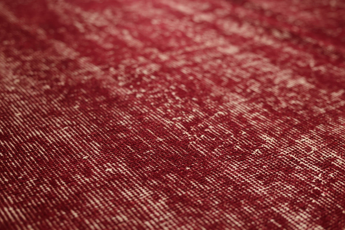 Vintage Isparta Turkish Area Rug 6x9 ft — Red Overdyed (No. 40893)
