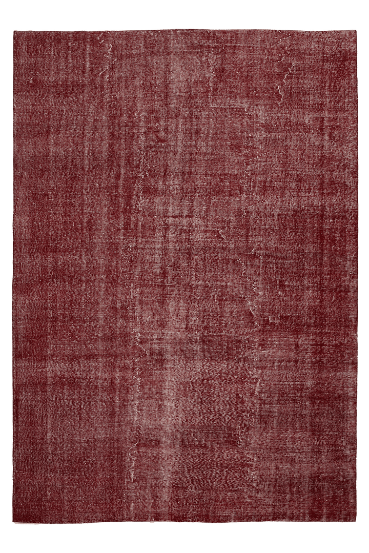Vintage Isparta Turkish Area Rug 6x9 ft — Red Overdyed (No. 40893)