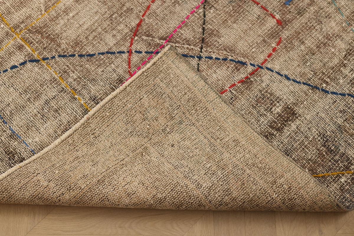 Vintage Manisa Turkish Area Rug 6x9 ft — Brown Distressed