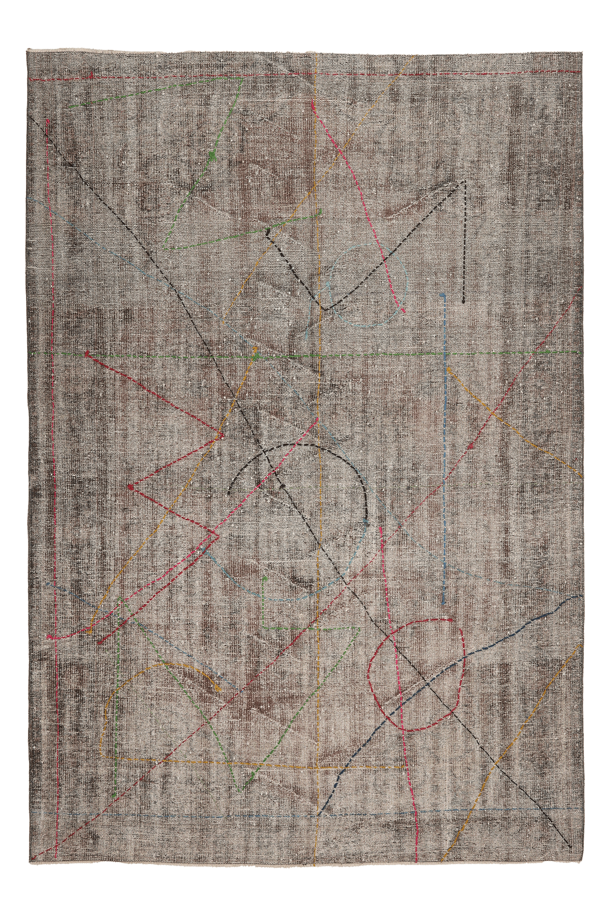 Vintage Manisa Turkish Area Rug 6x9 ft — Brown Distressed