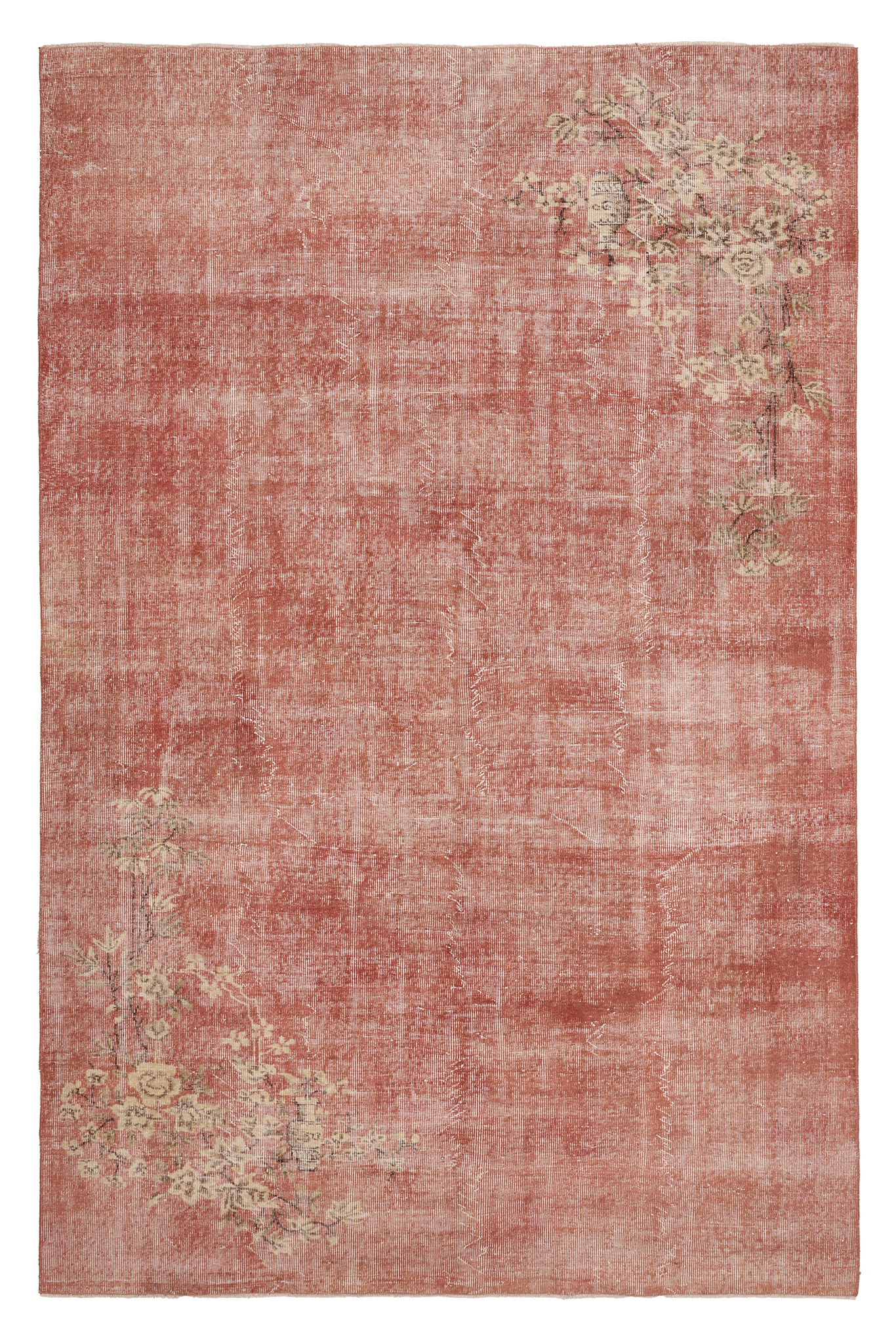 Vintage Isparta Turkish Area Rug 6x10 ft — Red Floral