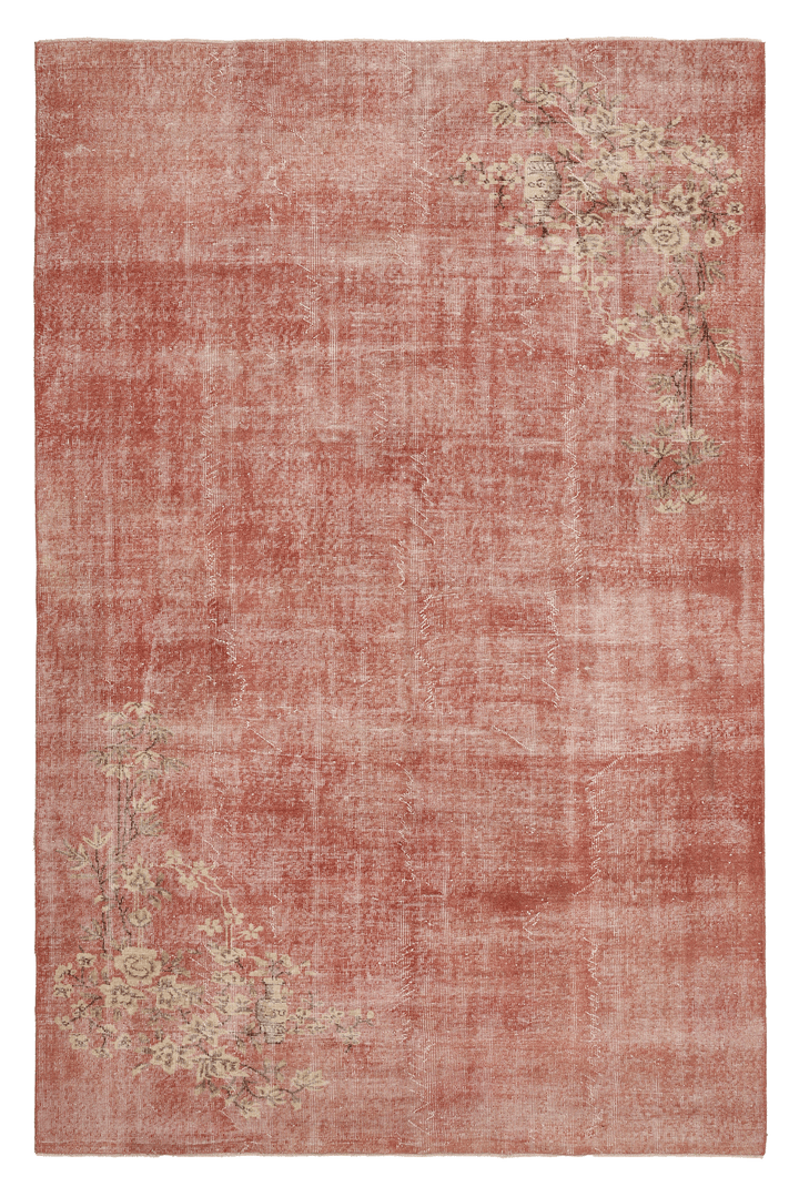Vintage Isparta Turkish Area Rug 6x10 ft — Red Floral