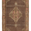 Vintage Kars Turkish Area Rug 6x10 ft — Brown & Beige Geometric