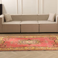 Vintage Isparta Turkish Area Rug 5x8 ft — Pink & Yellow Floral