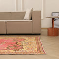 Vintage Isparta Turkish Area Rug 5x8 ft — Pink & Yellow Floral