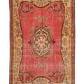 Vintage Isparta Turkish Area Rug 5x8 ft — Pink & Yellow Floral