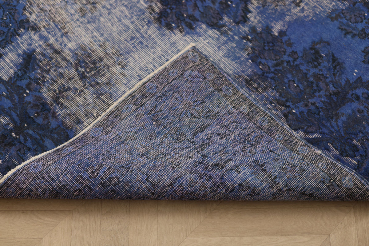 Vintage Isparta Turkish Area Rug 5x8 ft — Blue Overdyed (No. 40922)