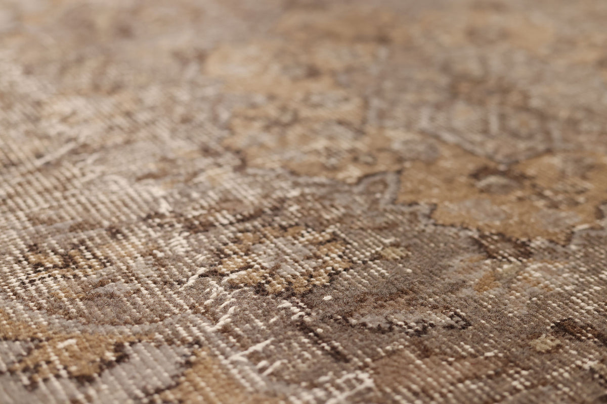 Vintage Isparta Turkish Area Rug 5x10 ft — Brown & Beige Floral