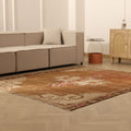 Vintage Kars Turkish Area Rug 6x7 ft — Brown & Beige Geometric