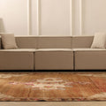 Vintage Kars Turkish Area Rug 6x7 ft — Brown & Beige Geometric