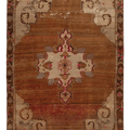 Vintage Kars Turkish Area Rug 6x7 ft — Brown & Beige Geometric
