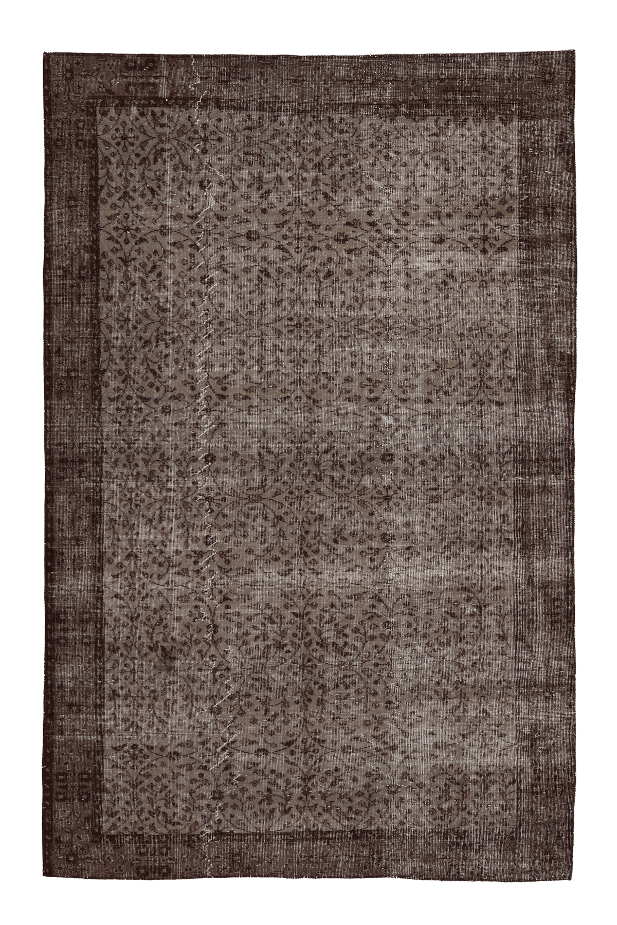 Vintage Isparta Turkish Area Rug 5x8 ft — Gray Floral (No. 40931)