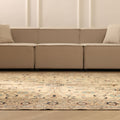 Vintage Isparta Turkish Area Rug 6x9 ft — Beige & Blue Floral (No. 40954)