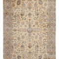 Vintage Isparta Turkish Area Rug 6x9 ft — Beige & Blue Floral (No. 40954)