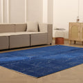 Vintage Isparta Turkish Area Rug 6x9 ft — Blue Overdyed (No. 40956)