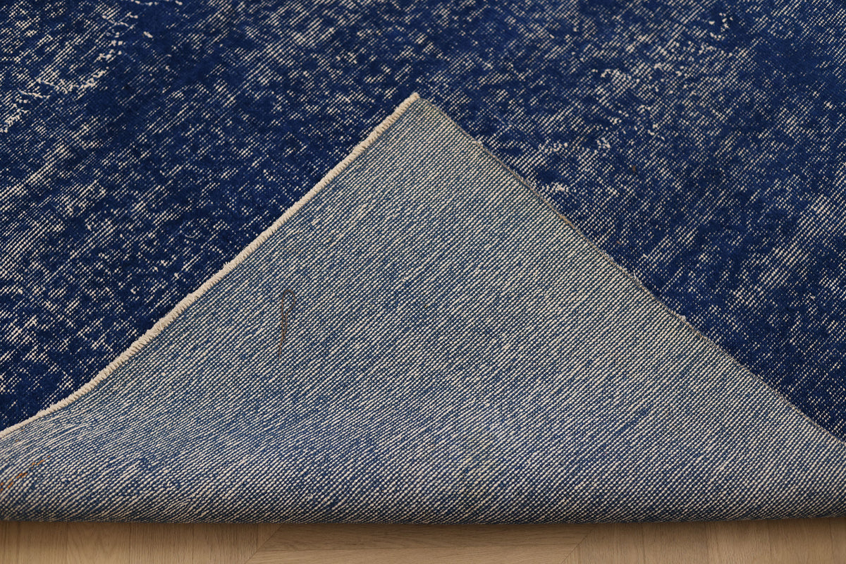Vintage Isparta Turkish Area Rug 6x9 ft — Blue Overdyed (No. 40956)