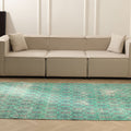 Vintage Isparta Turkish Area Rug 5x9 ft — Green Floral