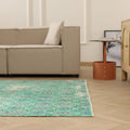 Vintage Isparta Turkish Area Rug 5x9 ft — Green Floral
