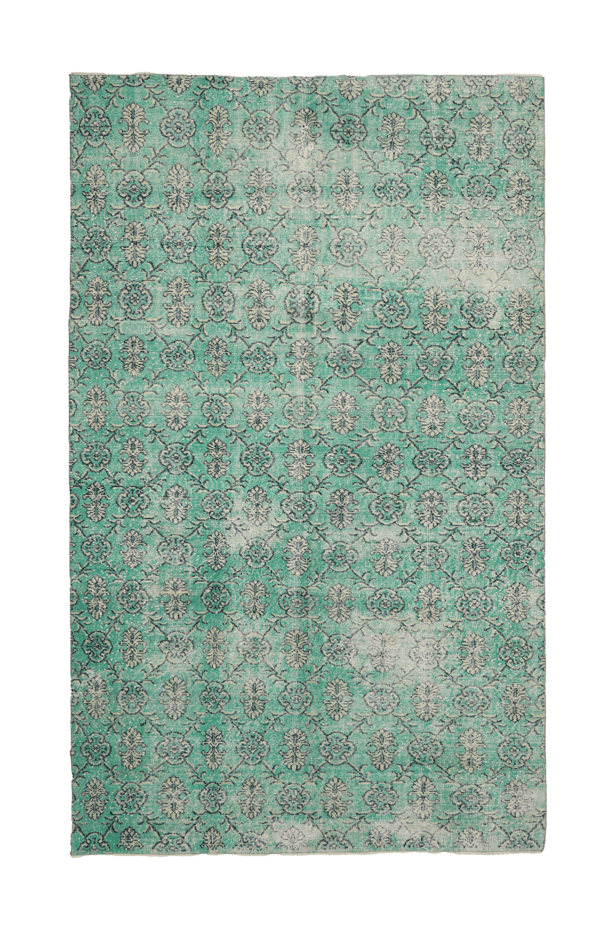Vintage Isparta Turkish Area Rug 5x9 ft — Green Floral