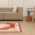 Vintage Aksaray Turkish Area Rug 5x7 ft — Red & Beige Minimalist