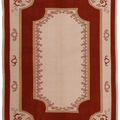 Vintage Aksaray Turkish Area Rug 5x7 ft — Red & Beige Minimalist
