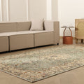 Vintage Isparta Turkish Area Rug 5x8 ft — Green & Beige Floral (No. 40967)