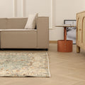 Vintage Isparta Turkish Area Rug 5x8 ft — Green & Beige Floral (No. 40967)