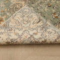 Vintage Isparta Turkish Area Rug 5x8 ft — Green & Beige Floral (No. 40967)