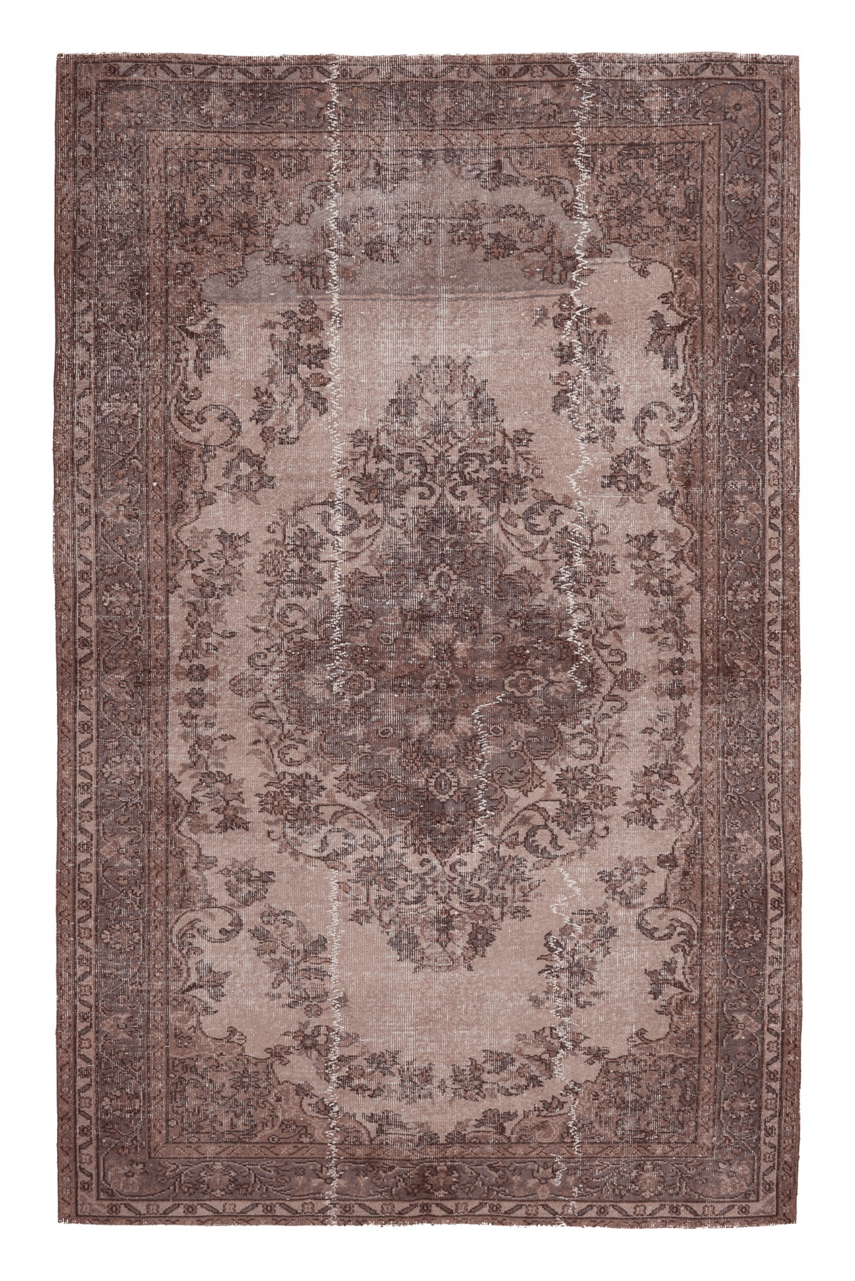 Vintage Isparta Turkish Area Rug 5x9 ft — Brown Floral