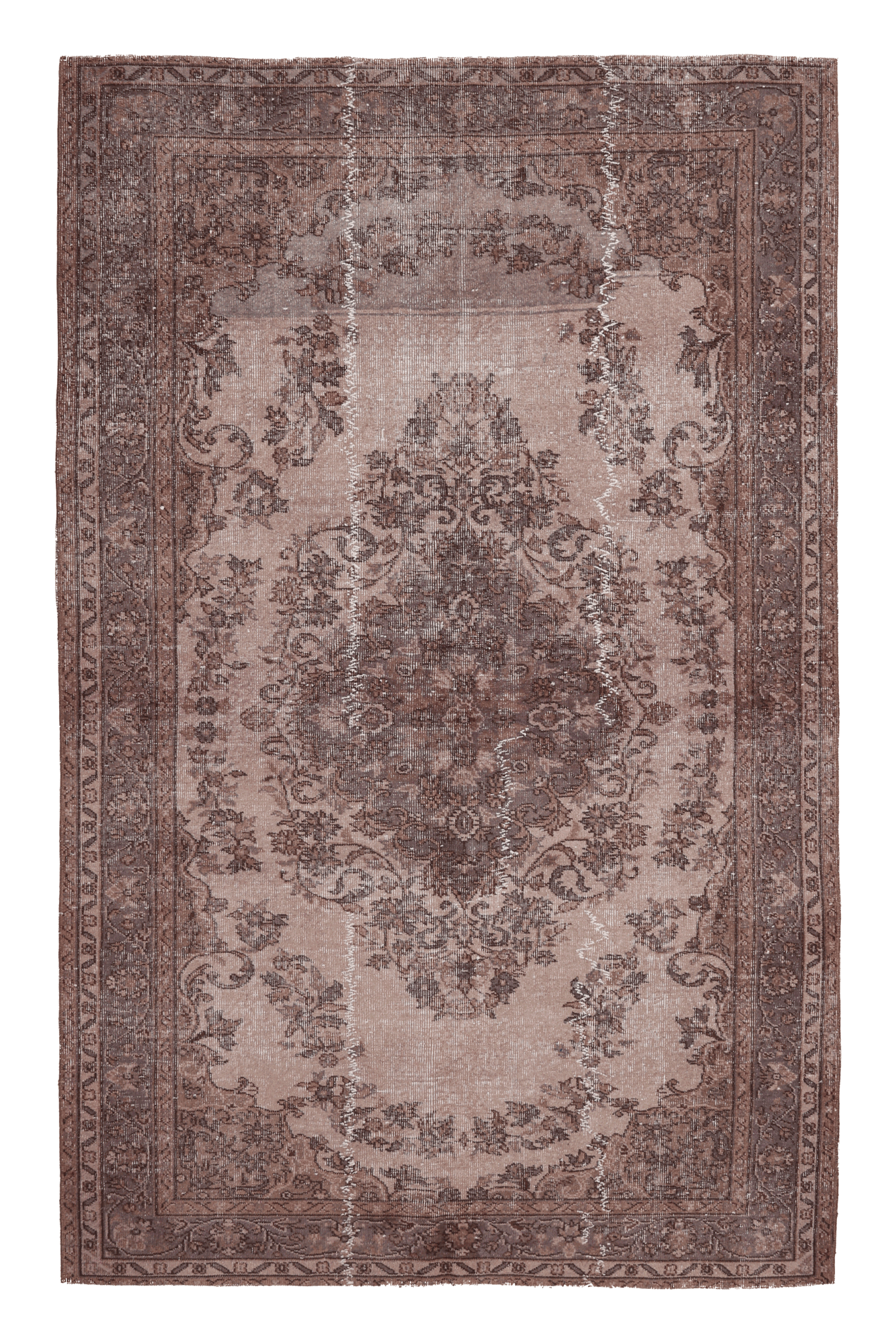 Vintage Isparta Turkish Area Rug 5x9 ft — Brown Floral