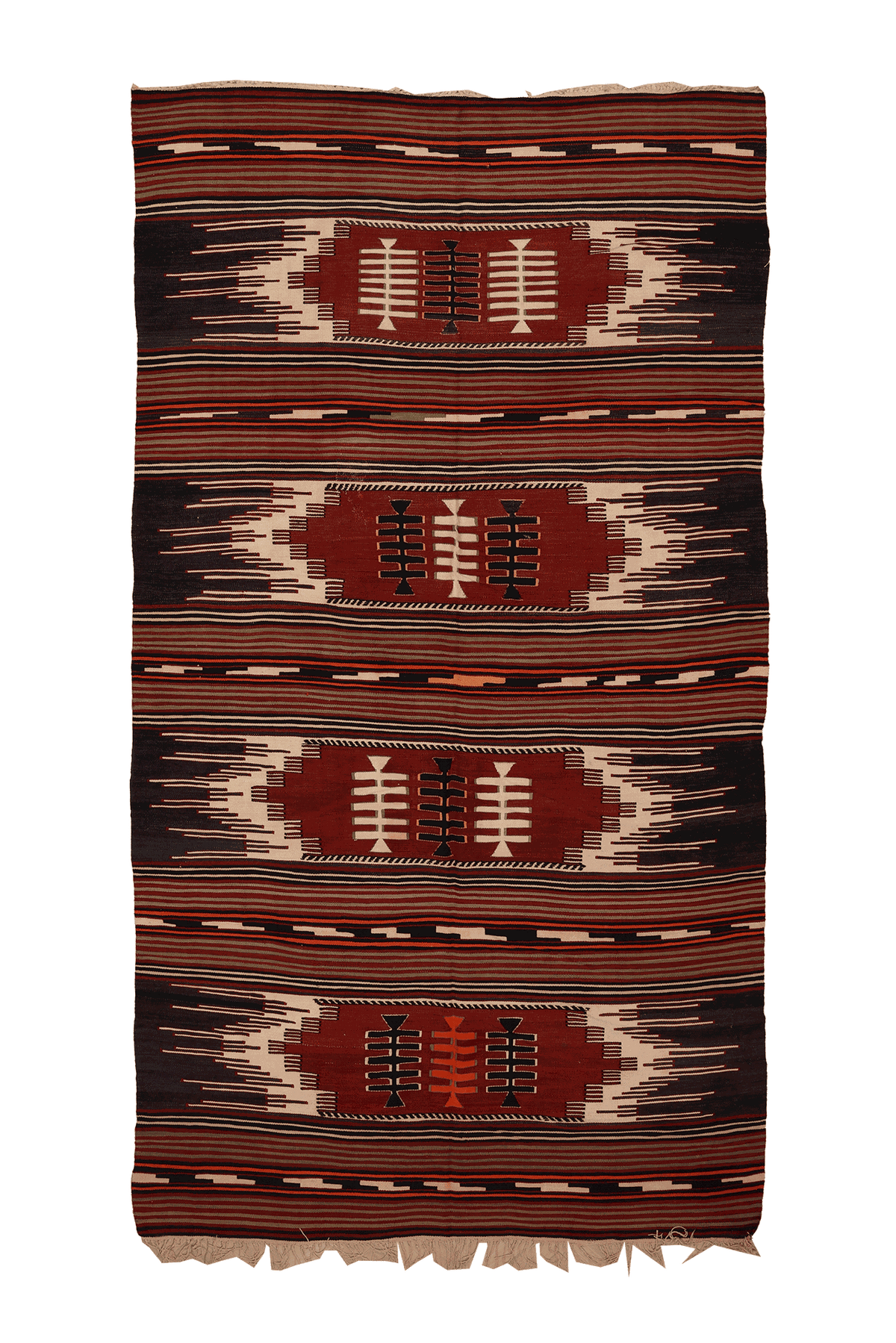 Vintage Sivas Turkish Kilim Runner Rug 6x10 ft — Brown & Beige Geometric