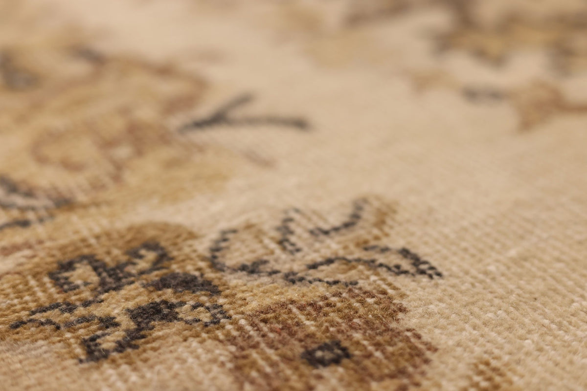 Vintage Isparta Turkish Runner Rug 3x6 ft — Beige & Brown Floral