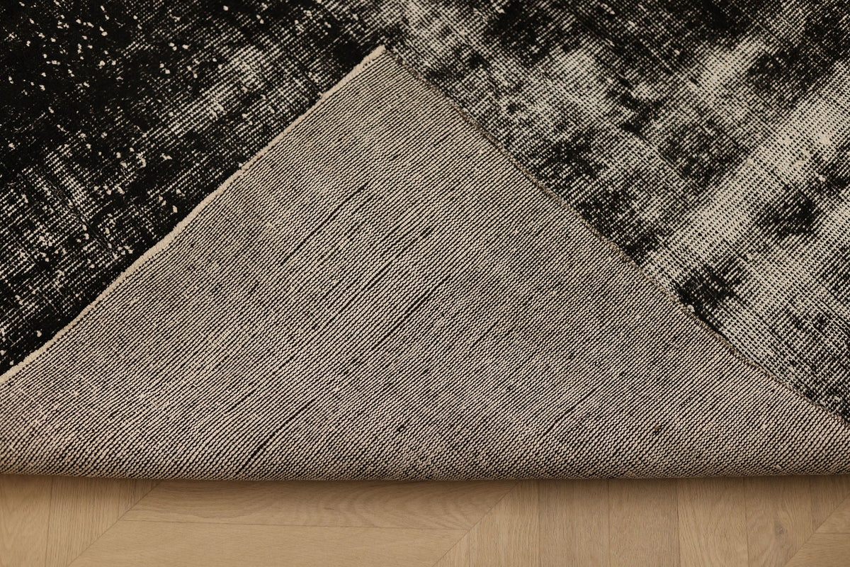 Vintage Isparta Turkish Area Rug 7x10 ft — Black Overdyed