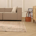 Vintage Manisa Turkish Area Rug 6x9 ft — Beige Floral (No. 41413)