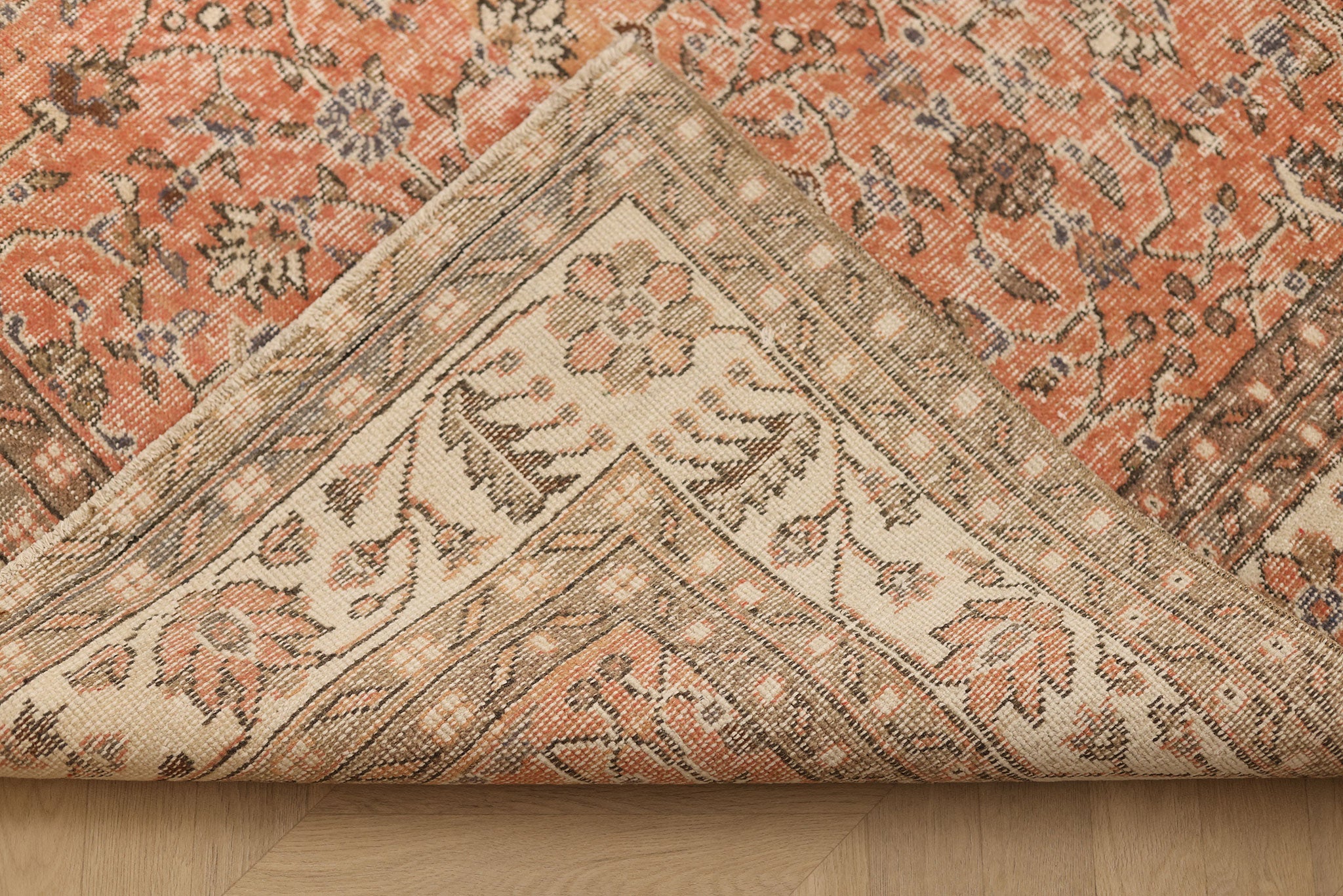 Vintage Isparta Turkish Area Rug 6x10 ft — Orange & Brown Floral