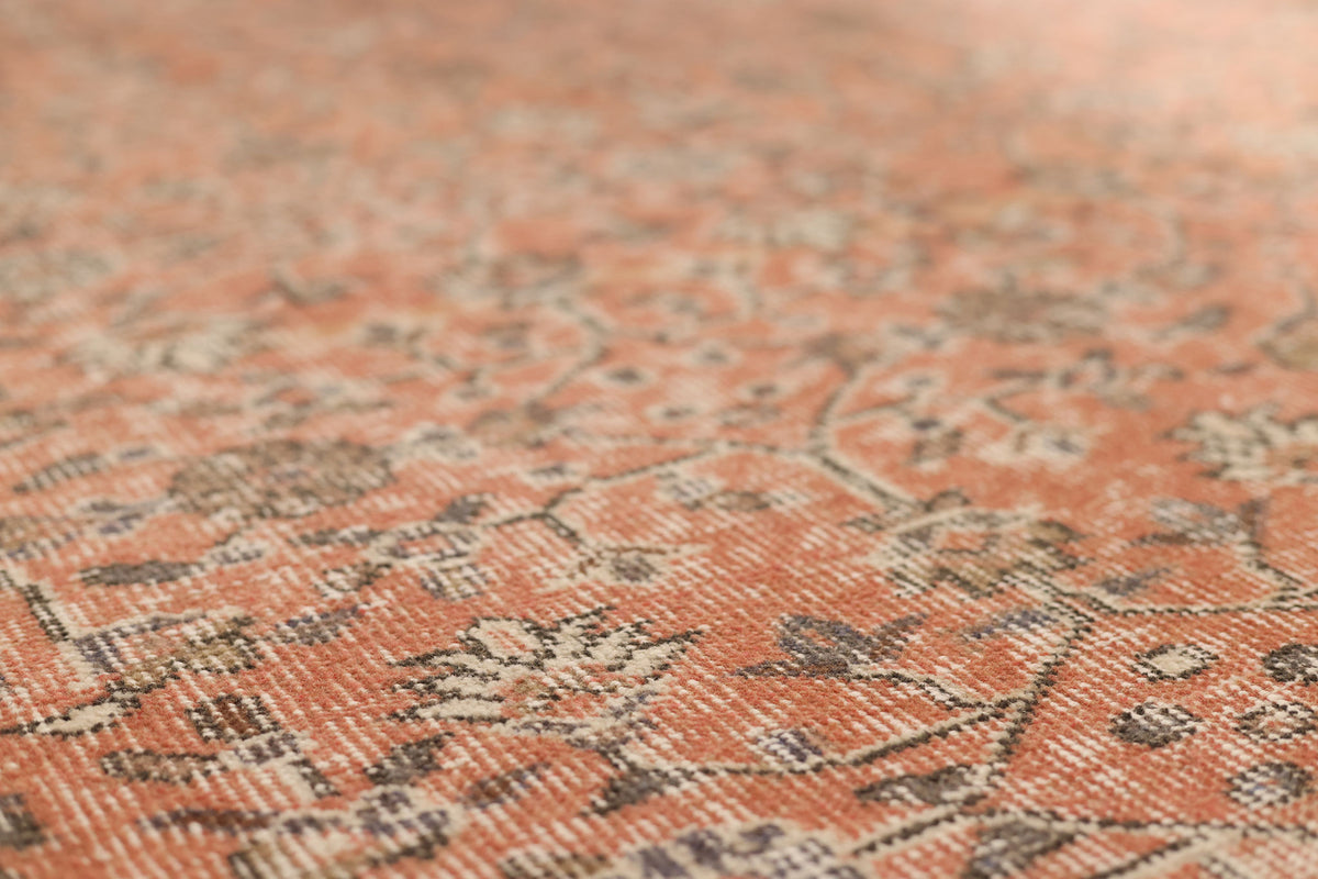 Vintage Isparta Turkish Area Rug 6x10 ft — Orange & Brown Floral
