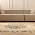 Vintage Isparta Turkish Area Rug 6x10 ft — Beige & Blue Floral (No. 41426)
