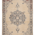 Vintage Isparta Turkish Area Rug 6x10 ft — Beige & Blue Floral (No. 41426)