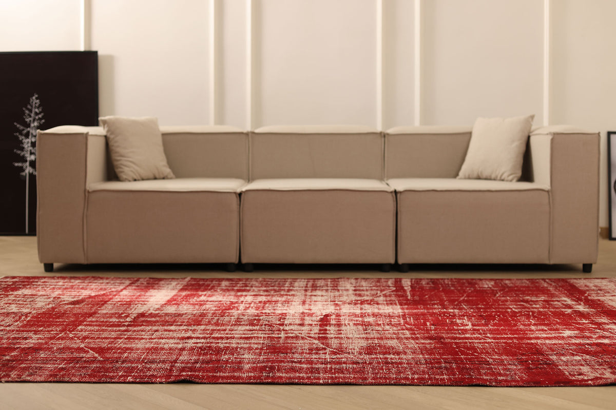 Vintage Manisa Turkish Area Rug 6x9 ft — Red Overdyed
