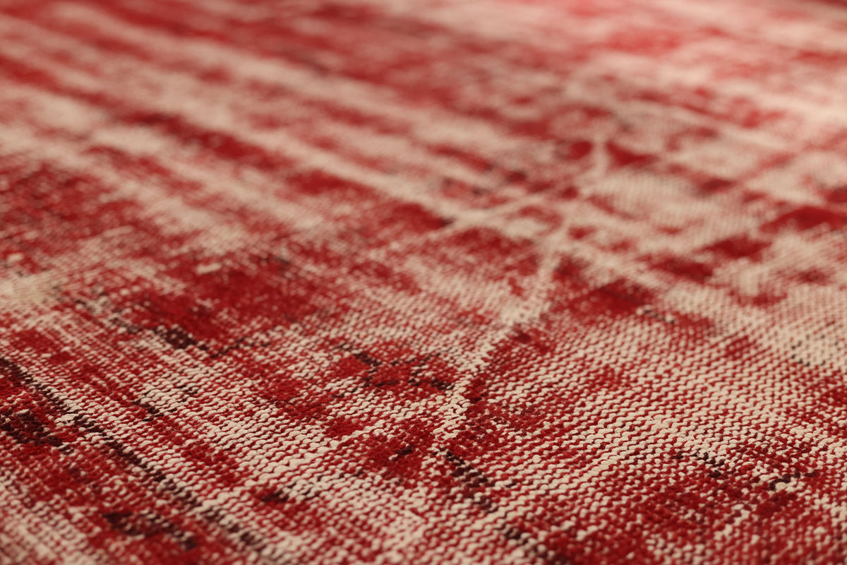 Vintage Manisa Turkish Area Rug 6x9 ft — Red Overdyed