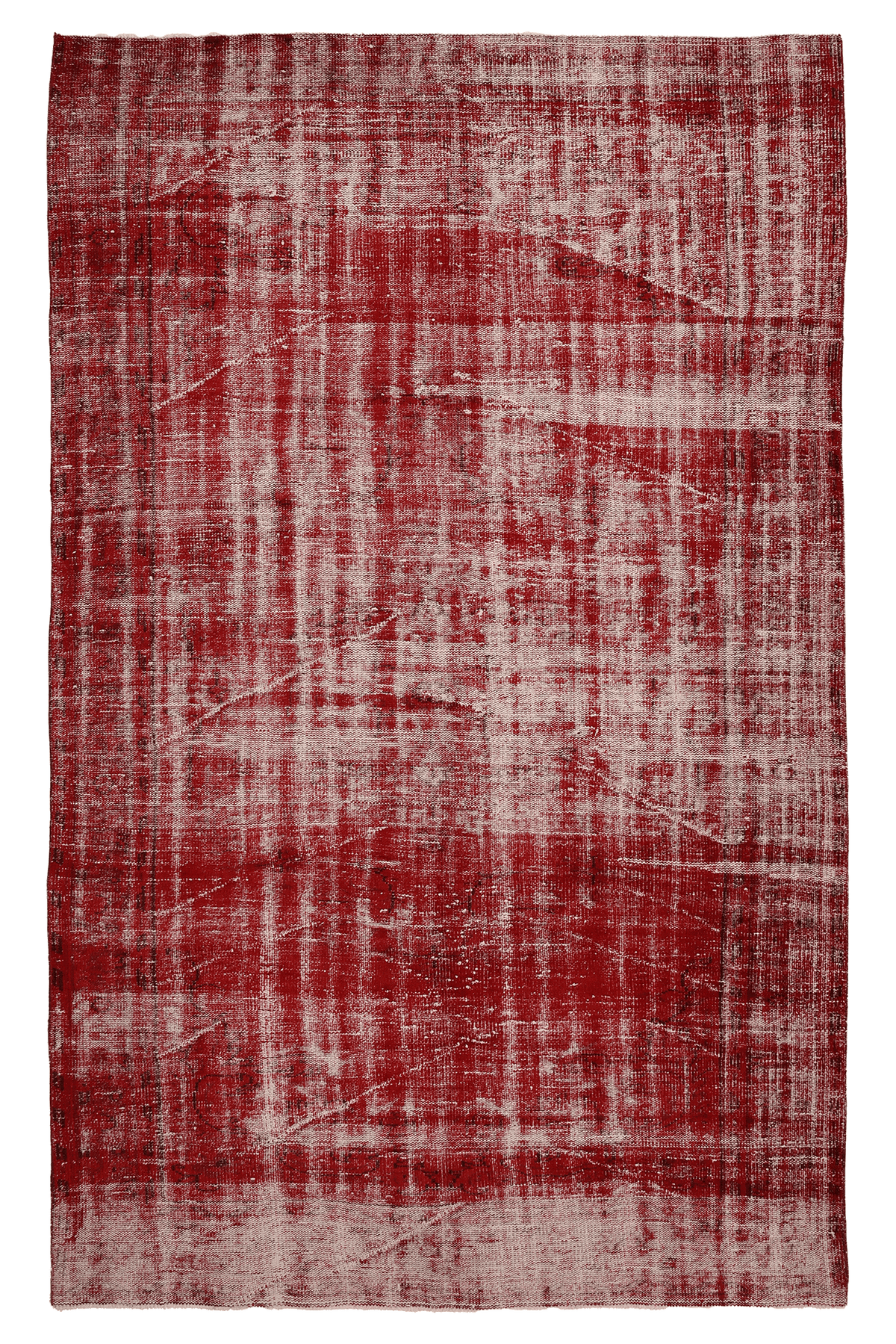 Vintage Manisa Turkish Area Rug 6x9 ft — Red Overdyed
