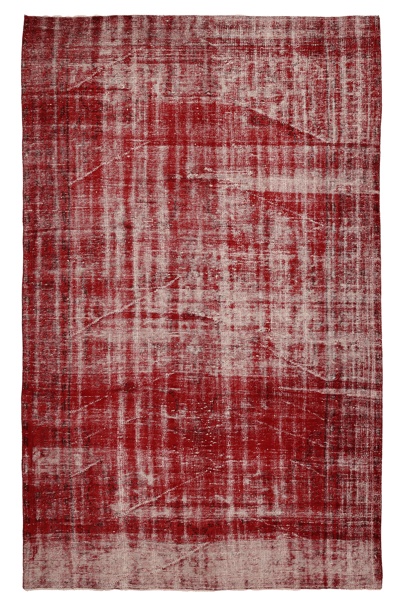 Vintage Manisa Turkish Area Rug 6x9 ft — Red Overdyed