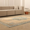 Vintage Isparta Turkish Area Rug 6x10 ft — Beige & Blue Floral (No. 41433)
