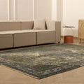 Vintage Isparta Turkish Area Rug 6x9 ft — Green & Gray Overdyed