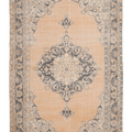 Vintage Isparta Turkish Area Rug 6x10 ft — Beige & Brown Floral (No. 41437)