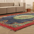 Vintage Isparta Turkish Area Rug 7x11 ft — Blue & Green Overdyed