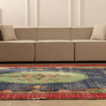 Vintage Isparta Turkish Area Rug 7x11 ft — Blue & Green Overdyed
