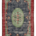 Vintage Isparta Turkish Area Rug 7x11 ft — Blue & Green Overdyed