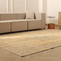 Vintage Isparta Turkish Area Rug 6x10 ft — Beige & Brown Floral (No. 41467)